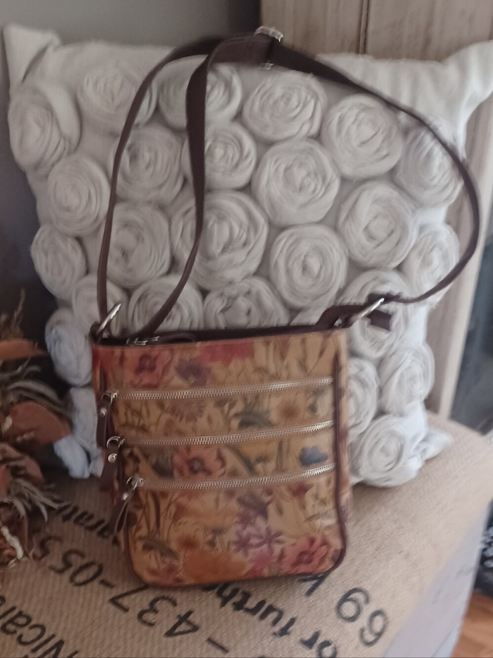 Bueno Floral Crossbody Bag - Brown & Tan